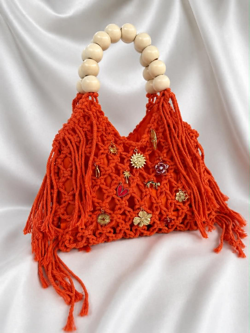 Sac à main crochet orange