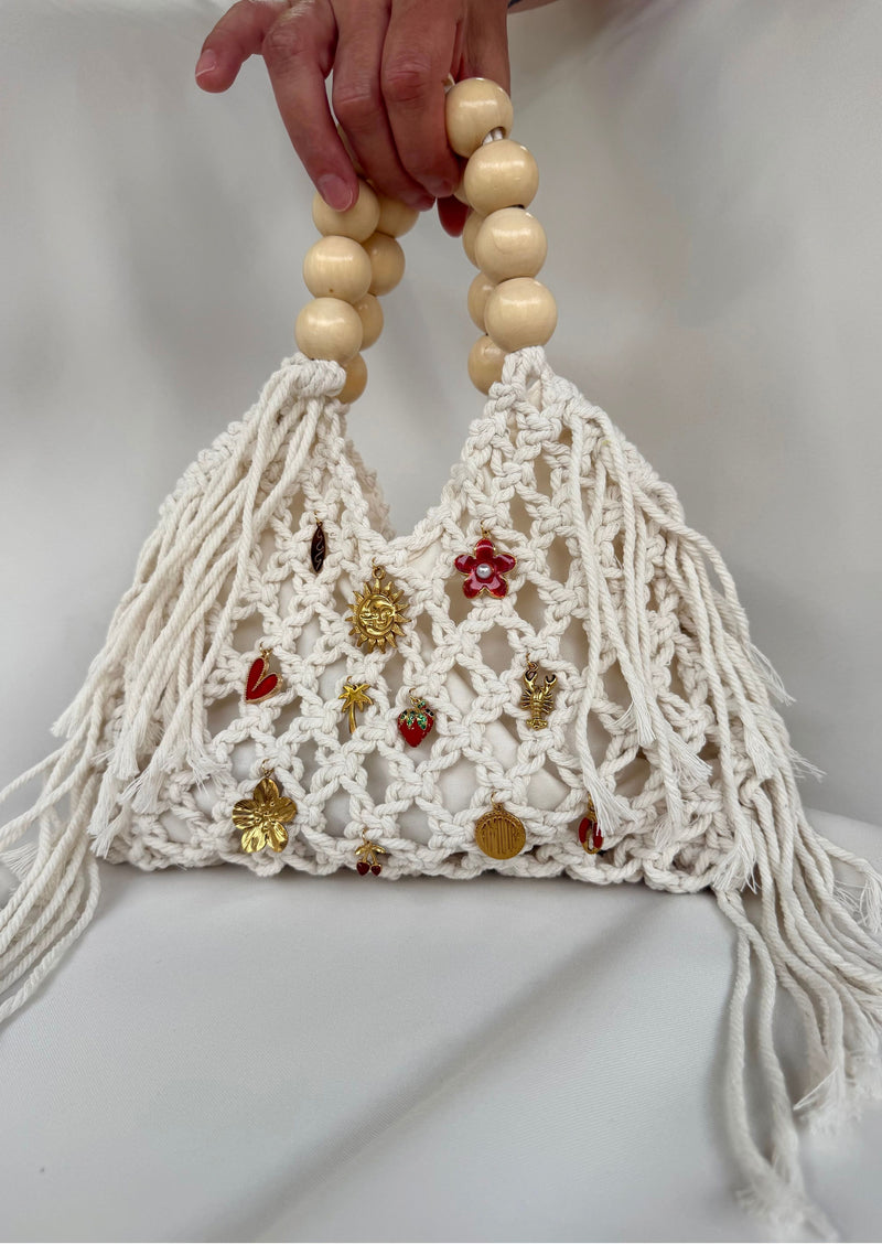 Sac à main crochet blanc cassé