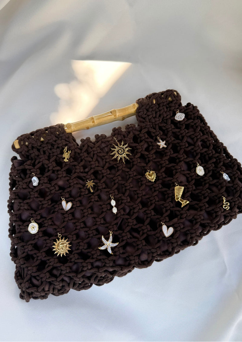 Grand sac crochet brun