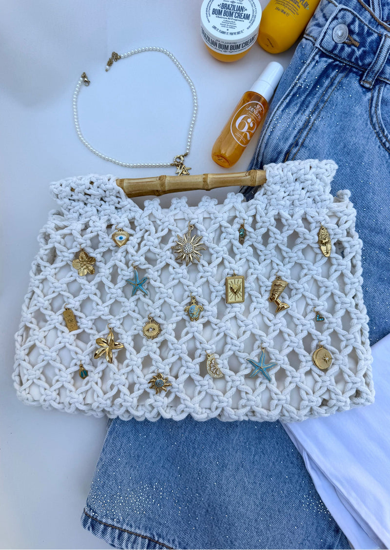 Grand sac crochet blanc cassé