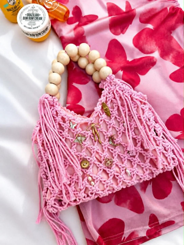 Sac à main crochet rose clair