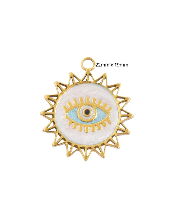 Médaillon oeil rayonnant epoxy blanc