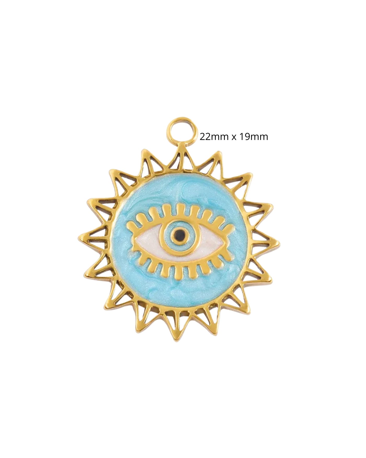 Médaillon oeil rayonnant epoxy bleu