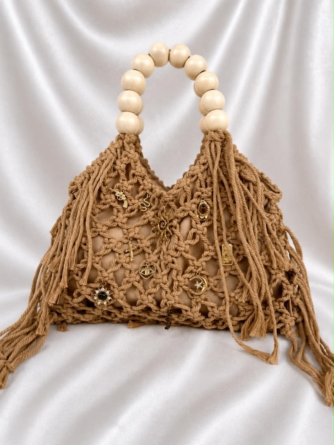 Sac à main crochet tabac