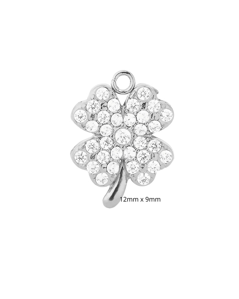 Trèfle à strass avec mousqueton