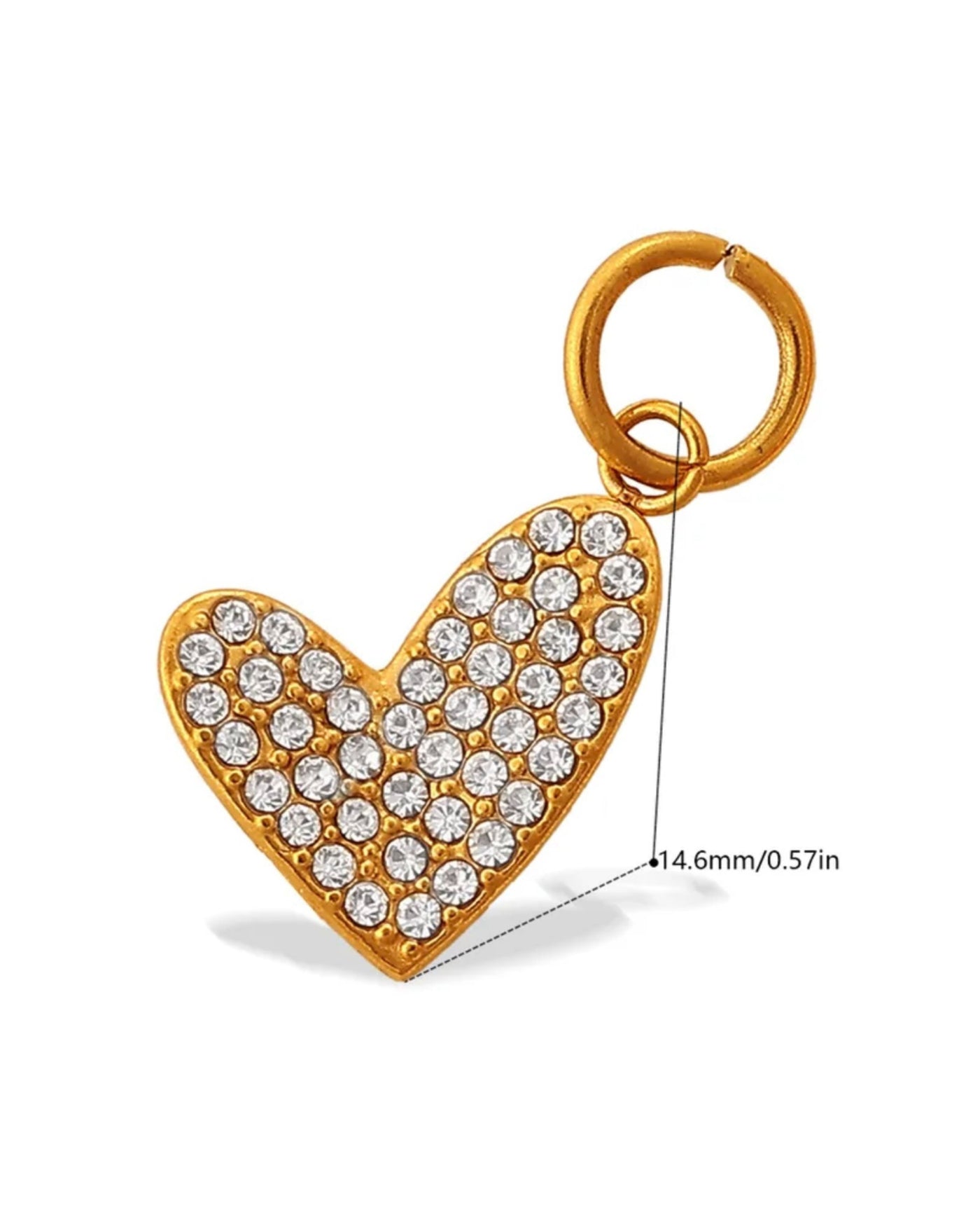 Coeur courbé à strass avec mousqueton