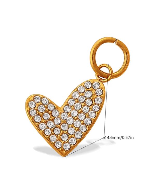 Coeur courbé à strass avec mousqueton