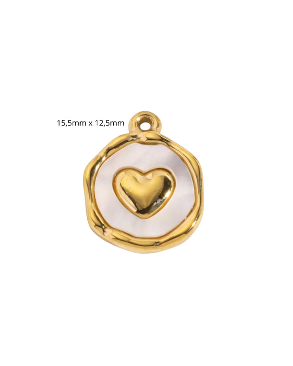 Médaillon Coeur Epoxy avec mousqueton