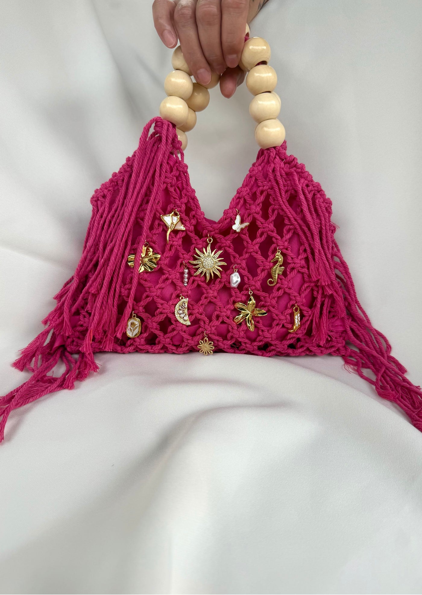 Sac à main crochet rose fushia