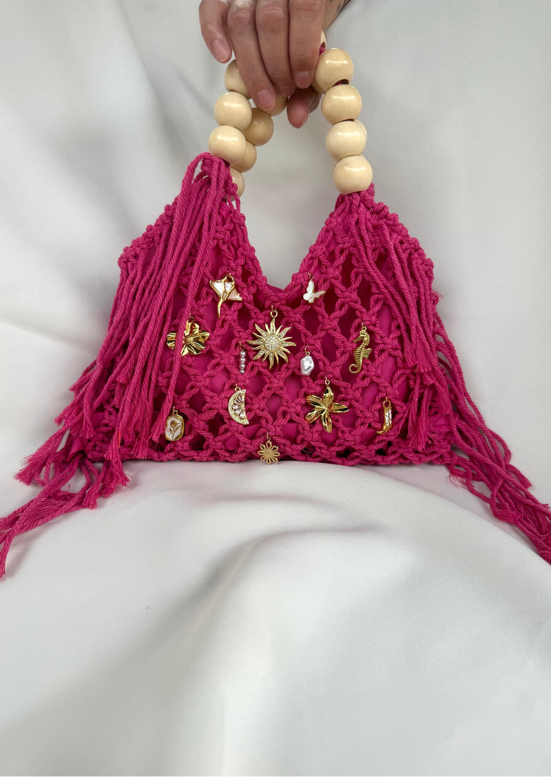Sac à main crochet rose fushia