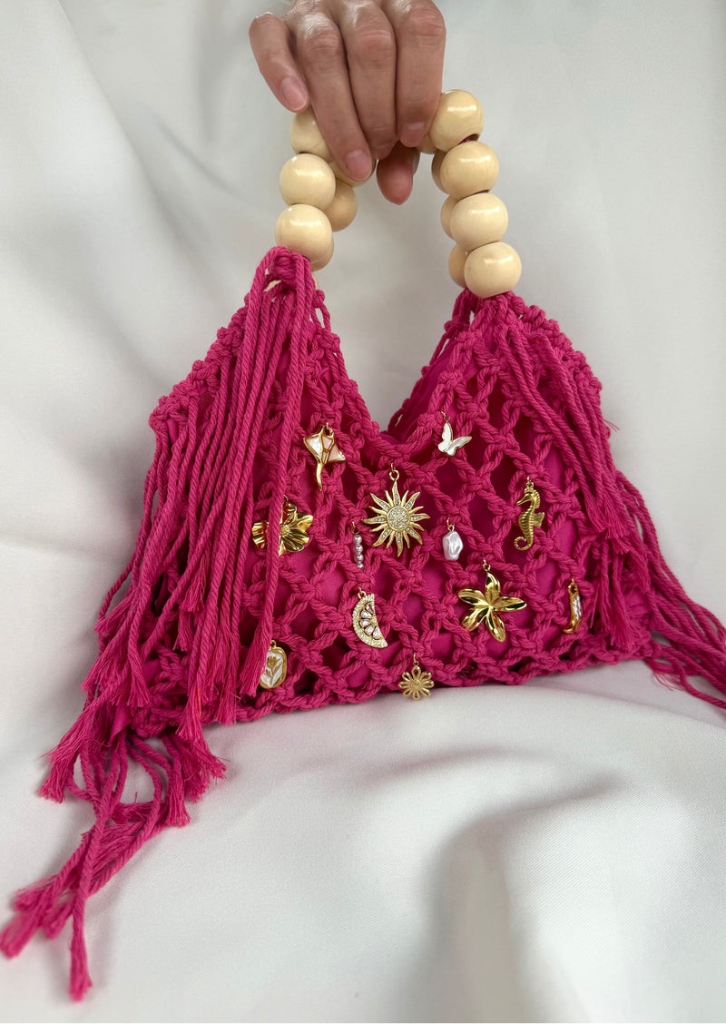 Sac à main crochet rose fushia