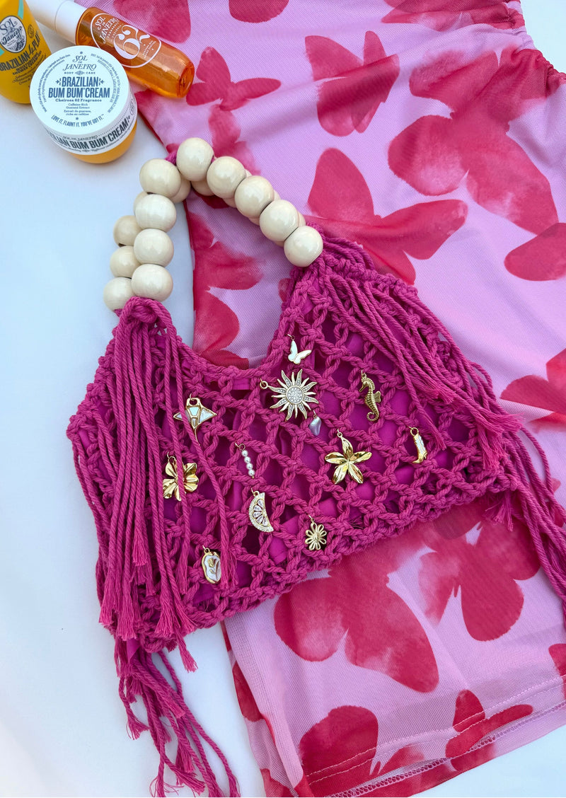 Sac à main crochet rose fushia