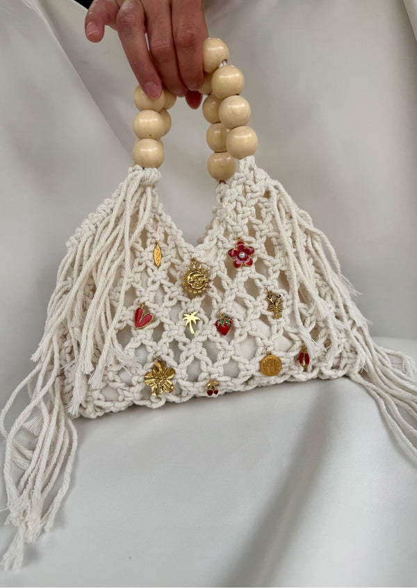 Sac à main crochet blanc cassé