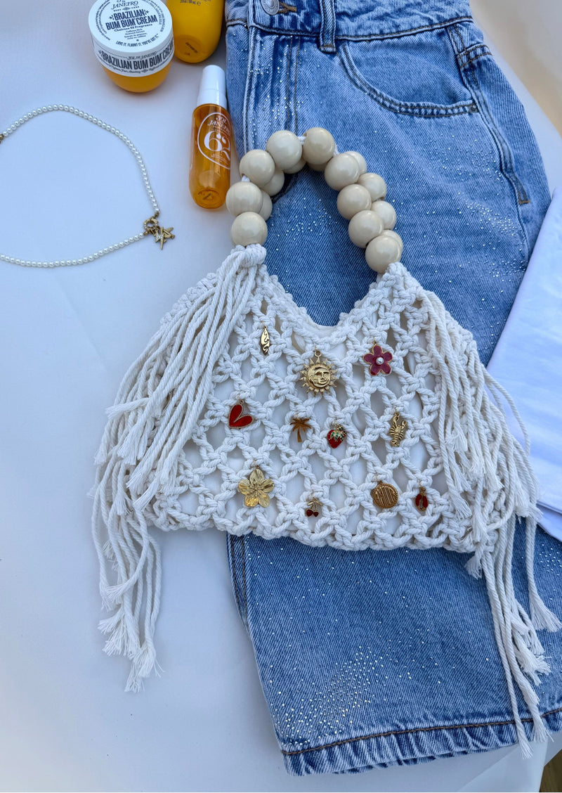 Sac à main crochet blanc cassé