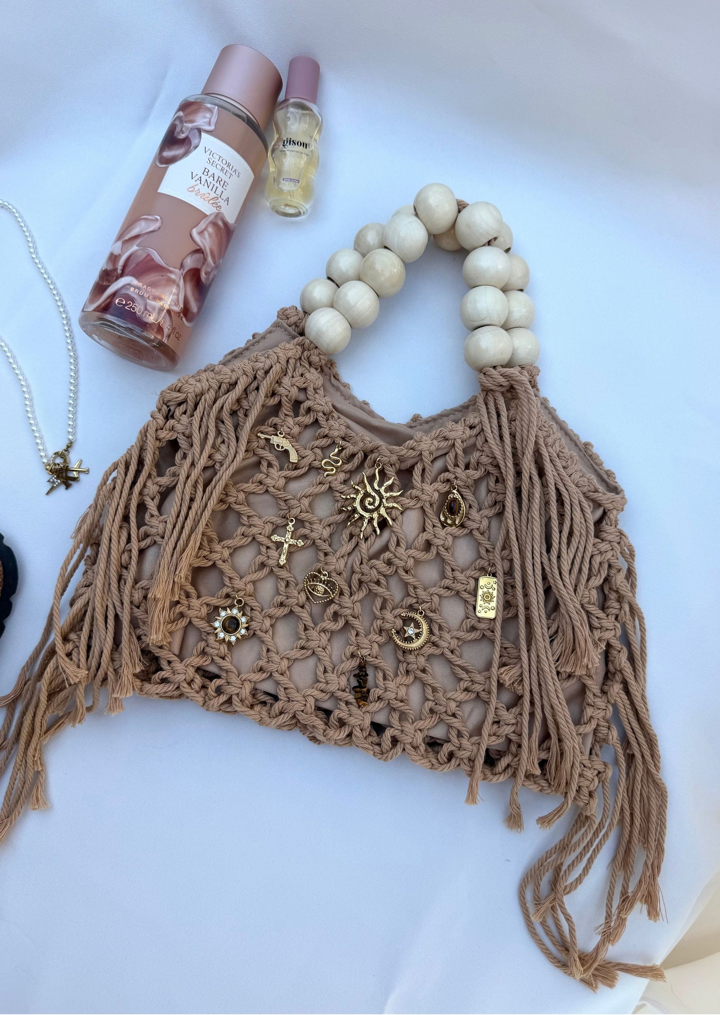 Sac à main crochet tabac