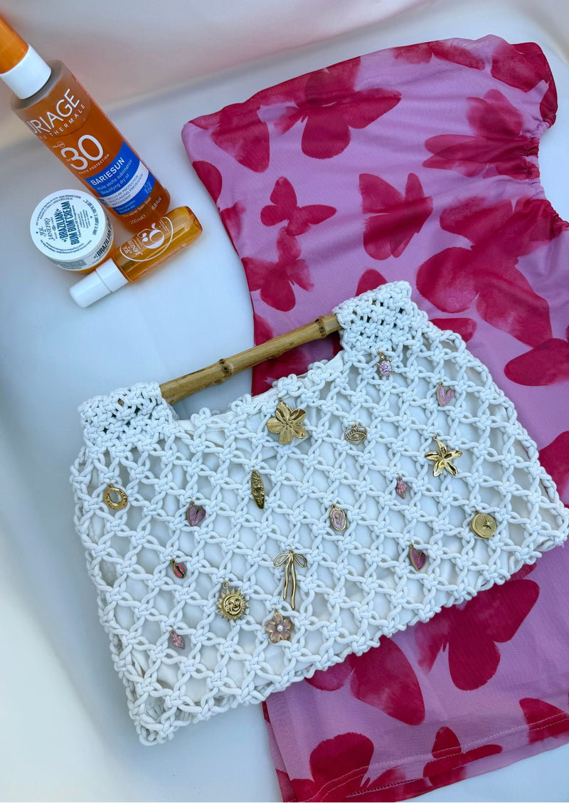 Grand sac crochet blanc cassé