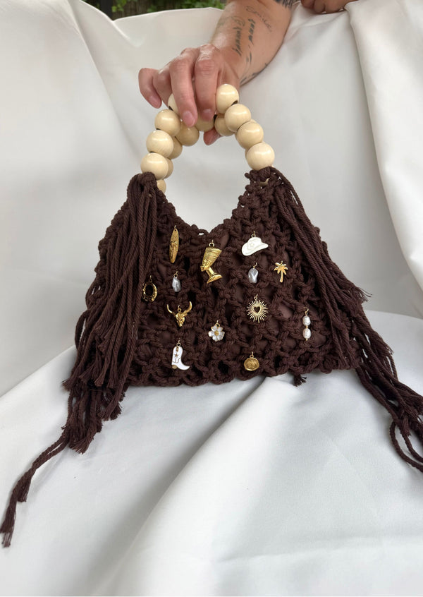Sac à main crochet brun