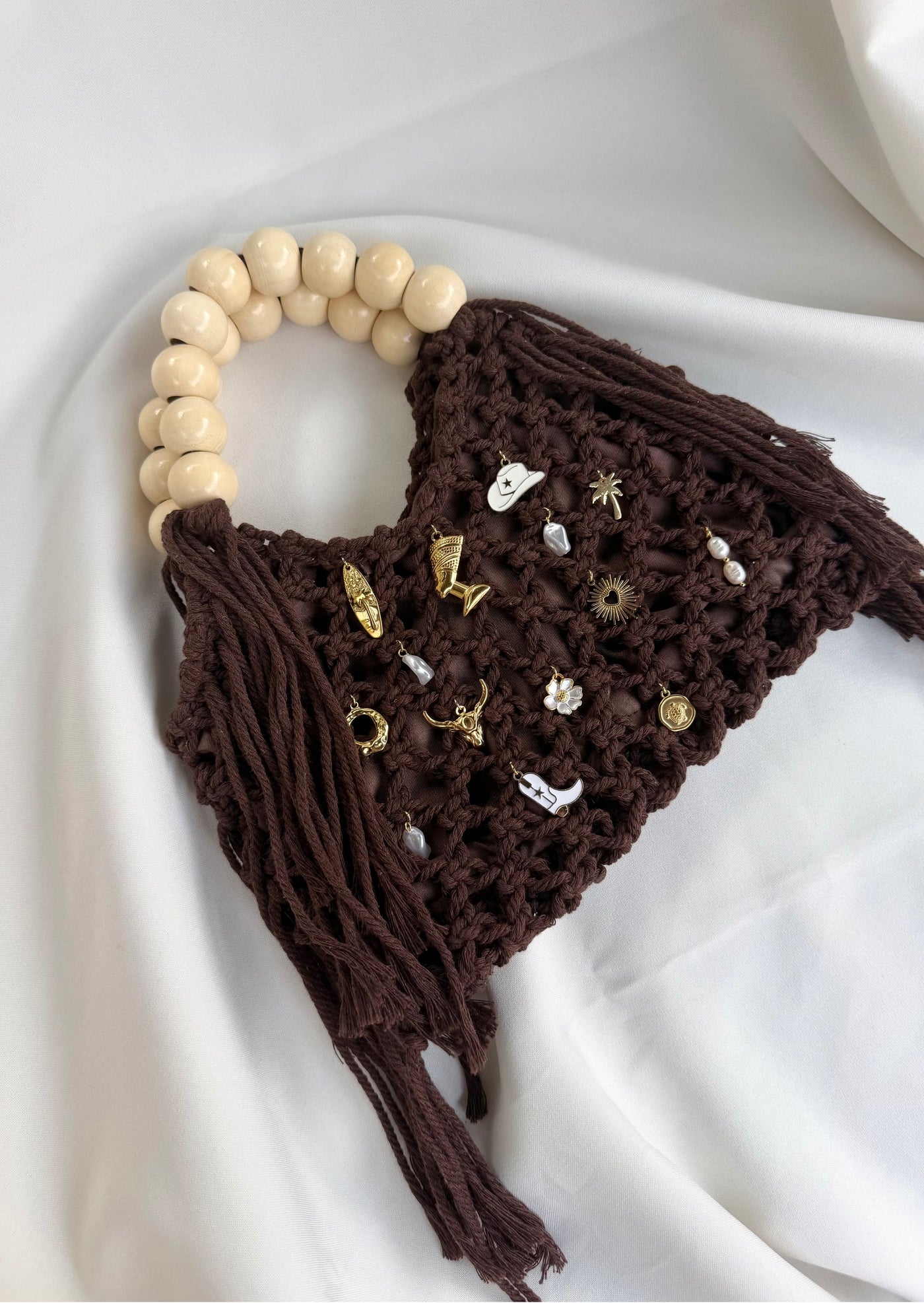 Sac à main crochet brun