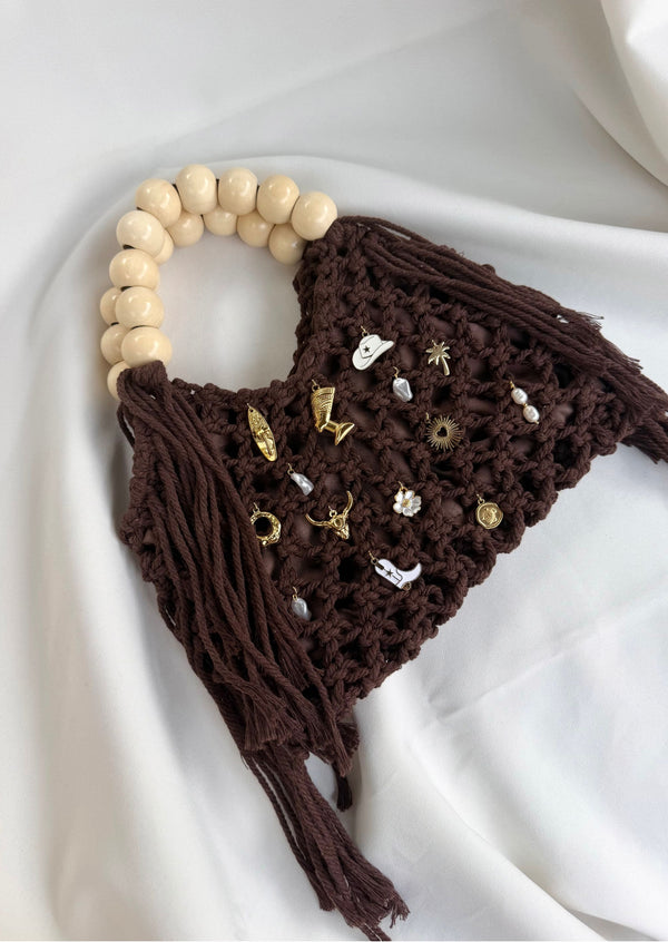 Sac à main crochet brun