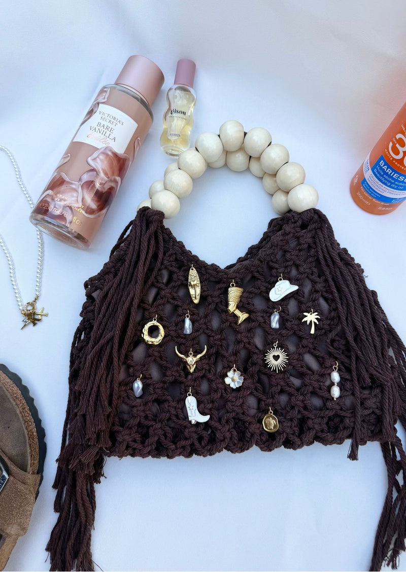 Sac à main crochet brun