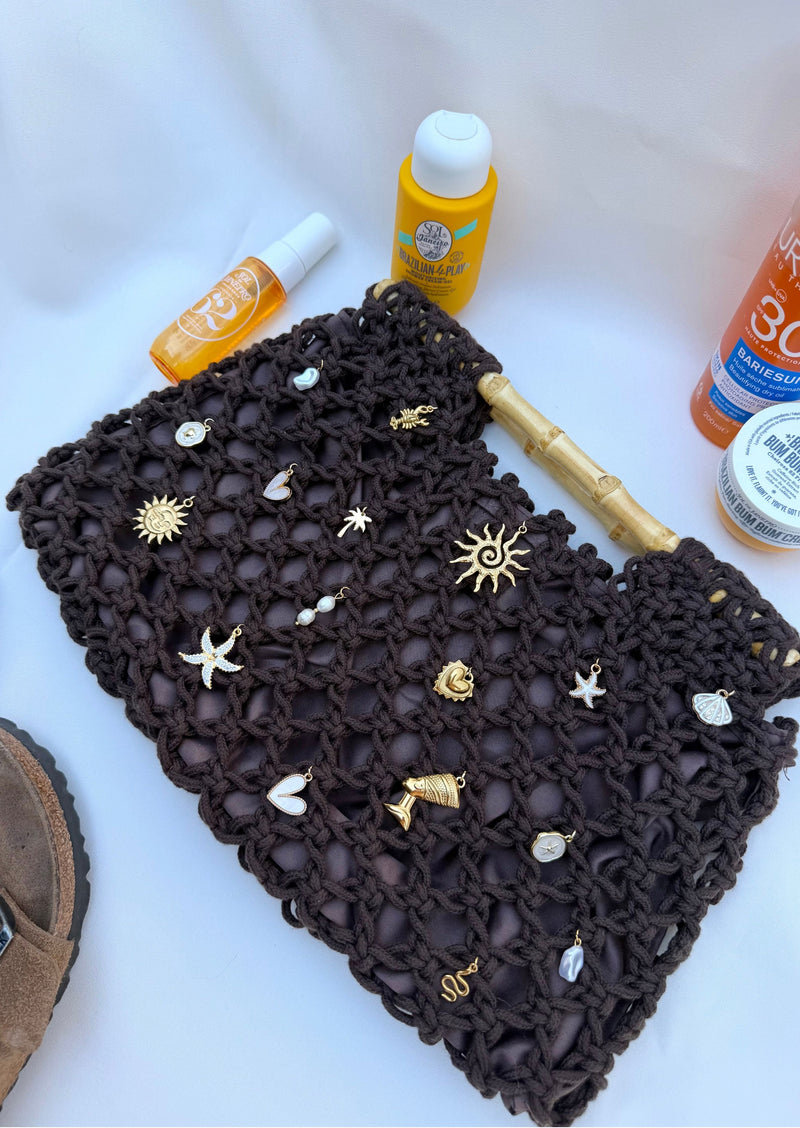 Grand sac crochet brun