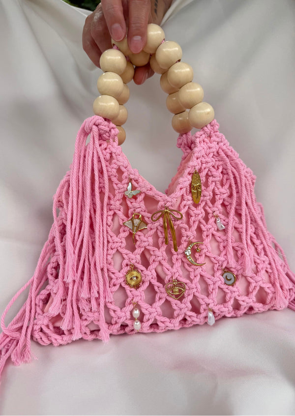 Sac à main crochet rose clair