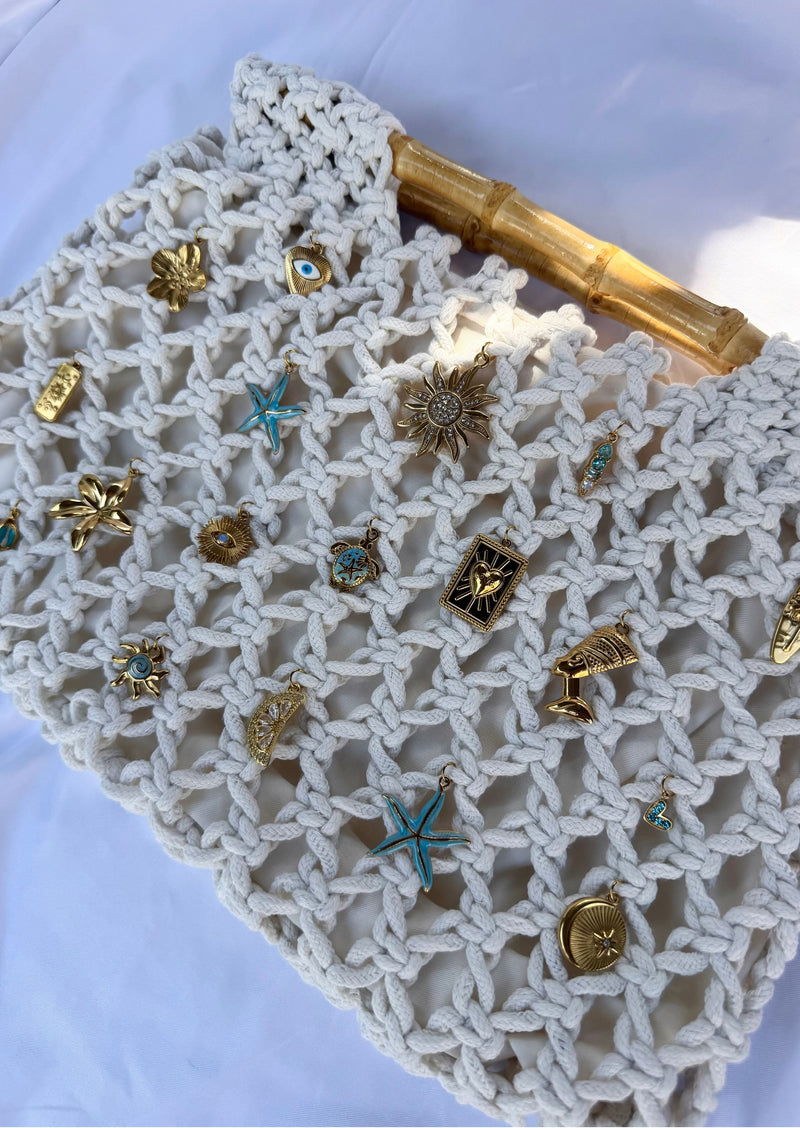 Grand sac crochet blanc cassé