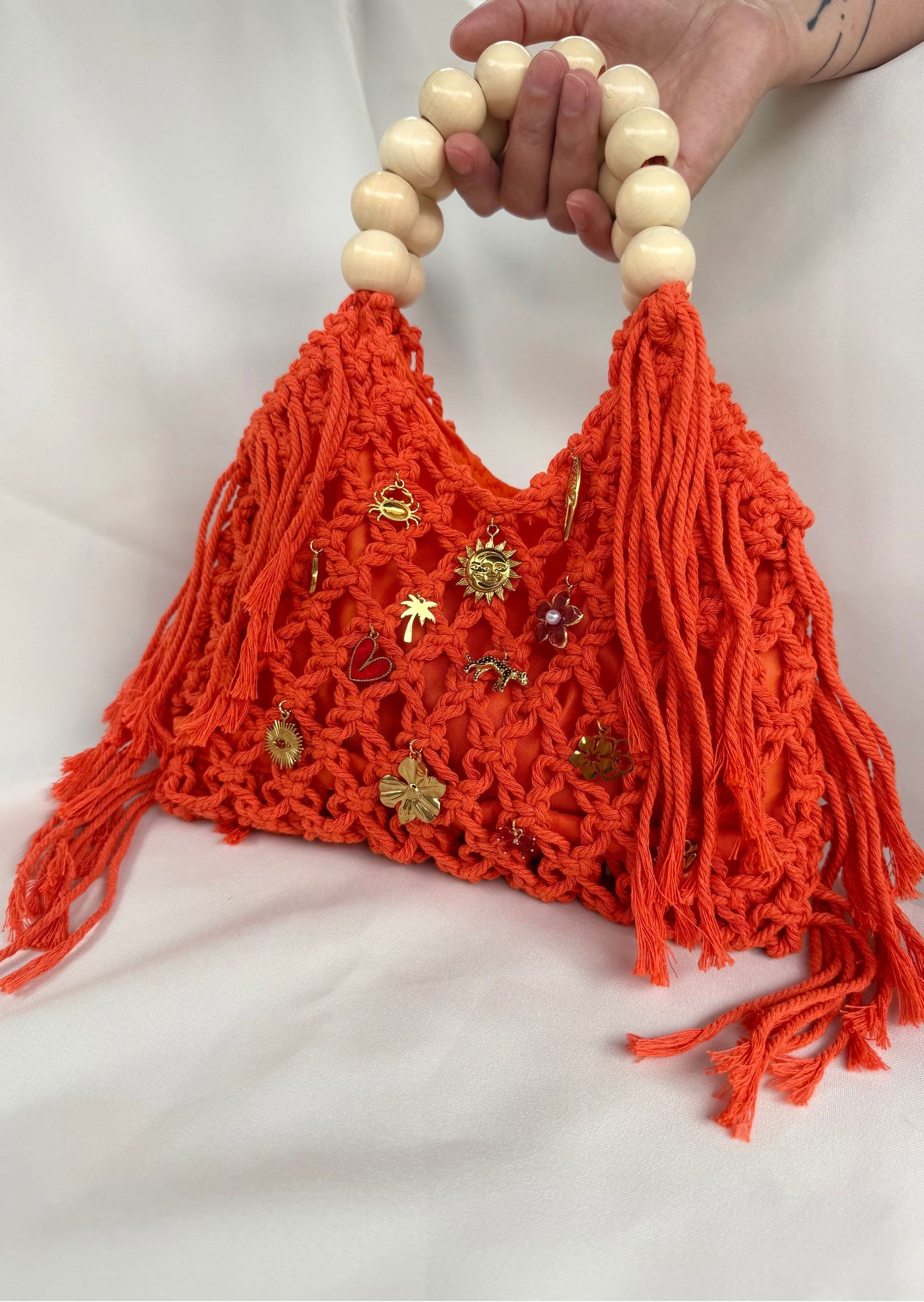 Sac à main crochet orange